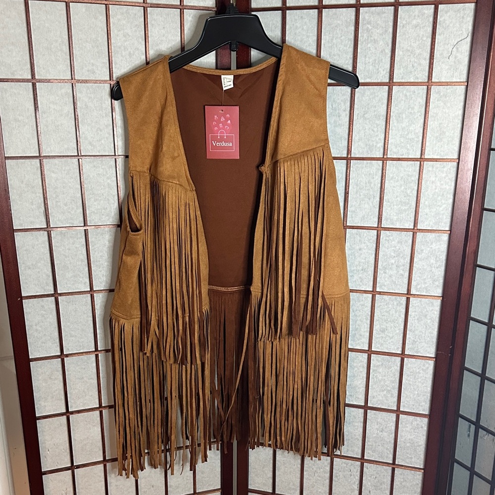Verdusa Women's Brown Fringe Suede Vest